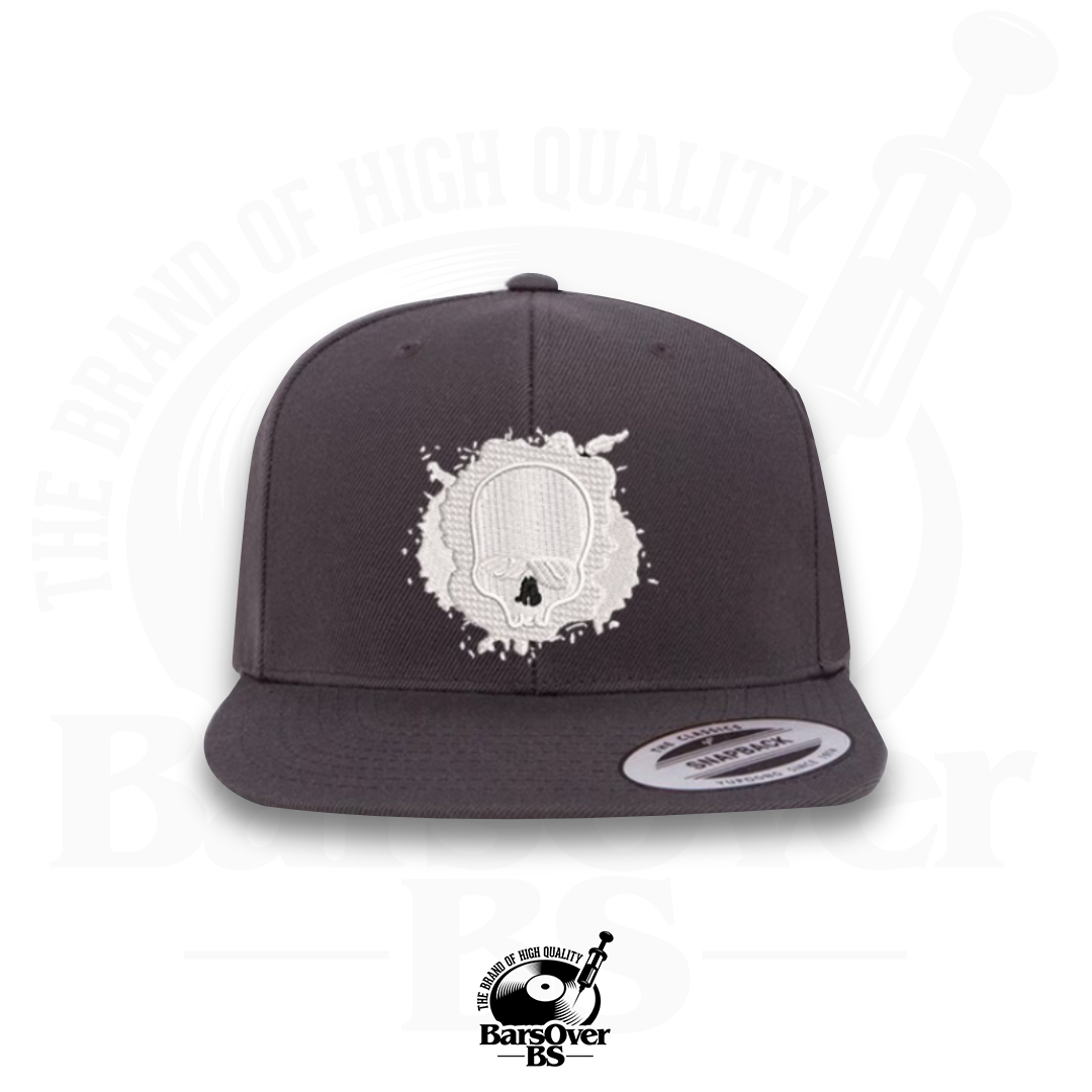 BarsOverBS Cocaine Skull Hat (Gray With White Skull)