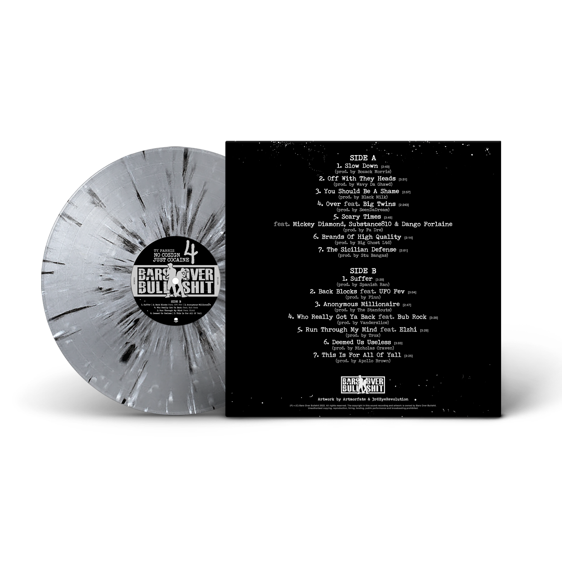 Ty Farris - No Cosign Just Cocaine 4 "Black Tar On The Spoon Edition" (Splattered Silver & Black) (Promo Copy)