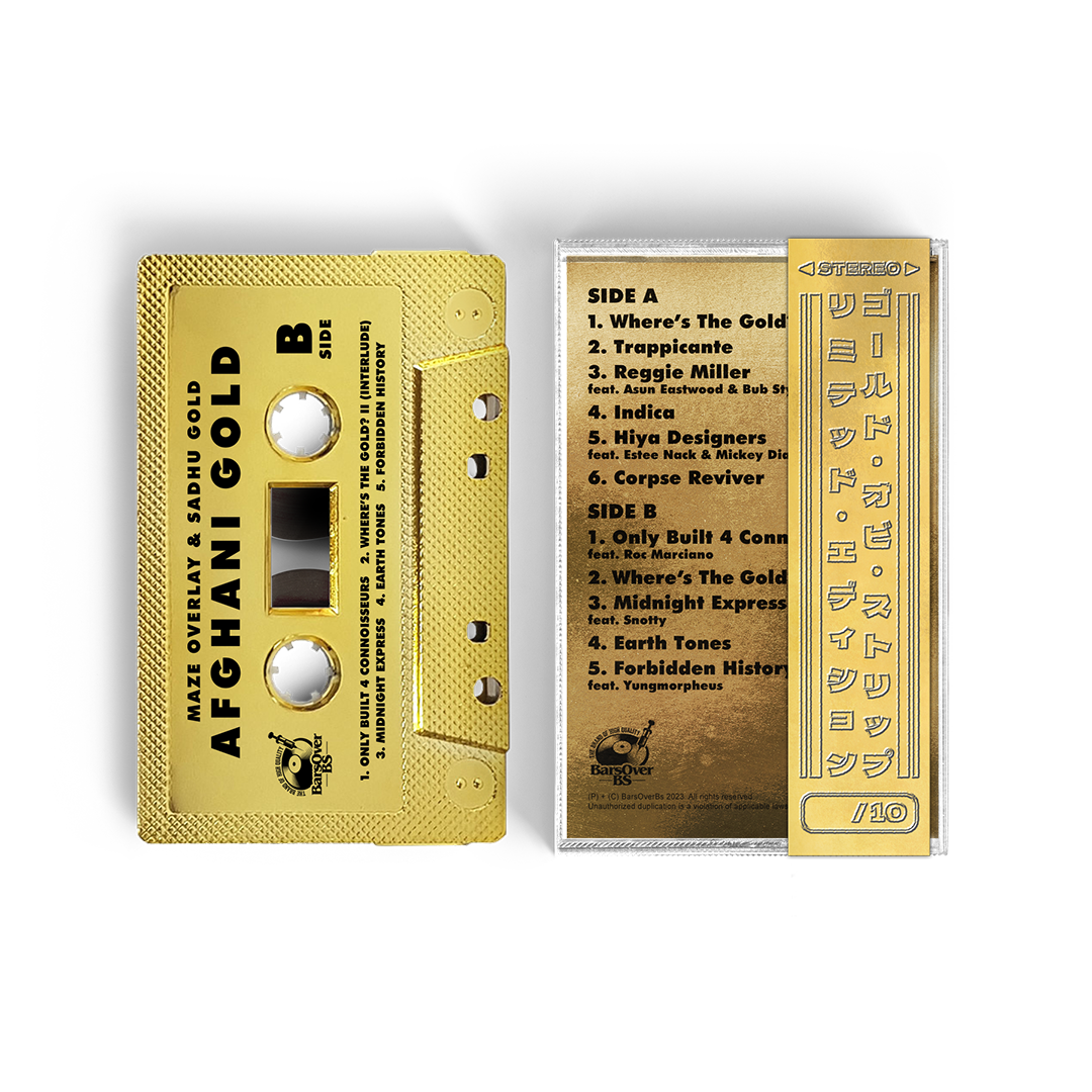 Maze Overlay x Sadhugold - Afghani Gold (Gold BarsOverBS Cassette Tape With Obi Strip)(1 PER CUSTOMER)  (Bonus Track Feat. Roc Marci Produced By WahrSeason)