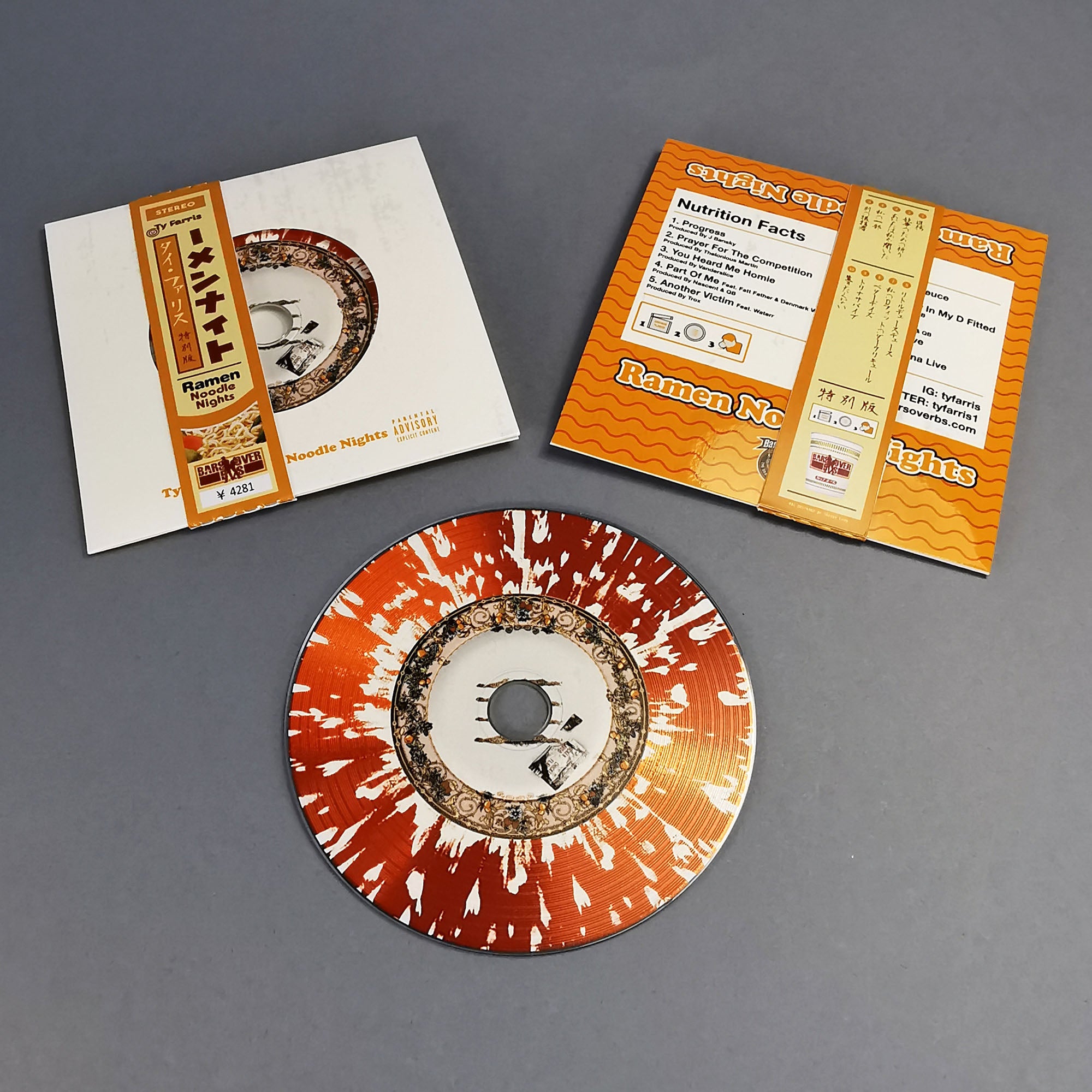 Ty Farris - Ramen Noodle Nights Orange Splattered Obi Strip Autograhed & Numbered (Comes With Free Obi Strip Vinyl CD)